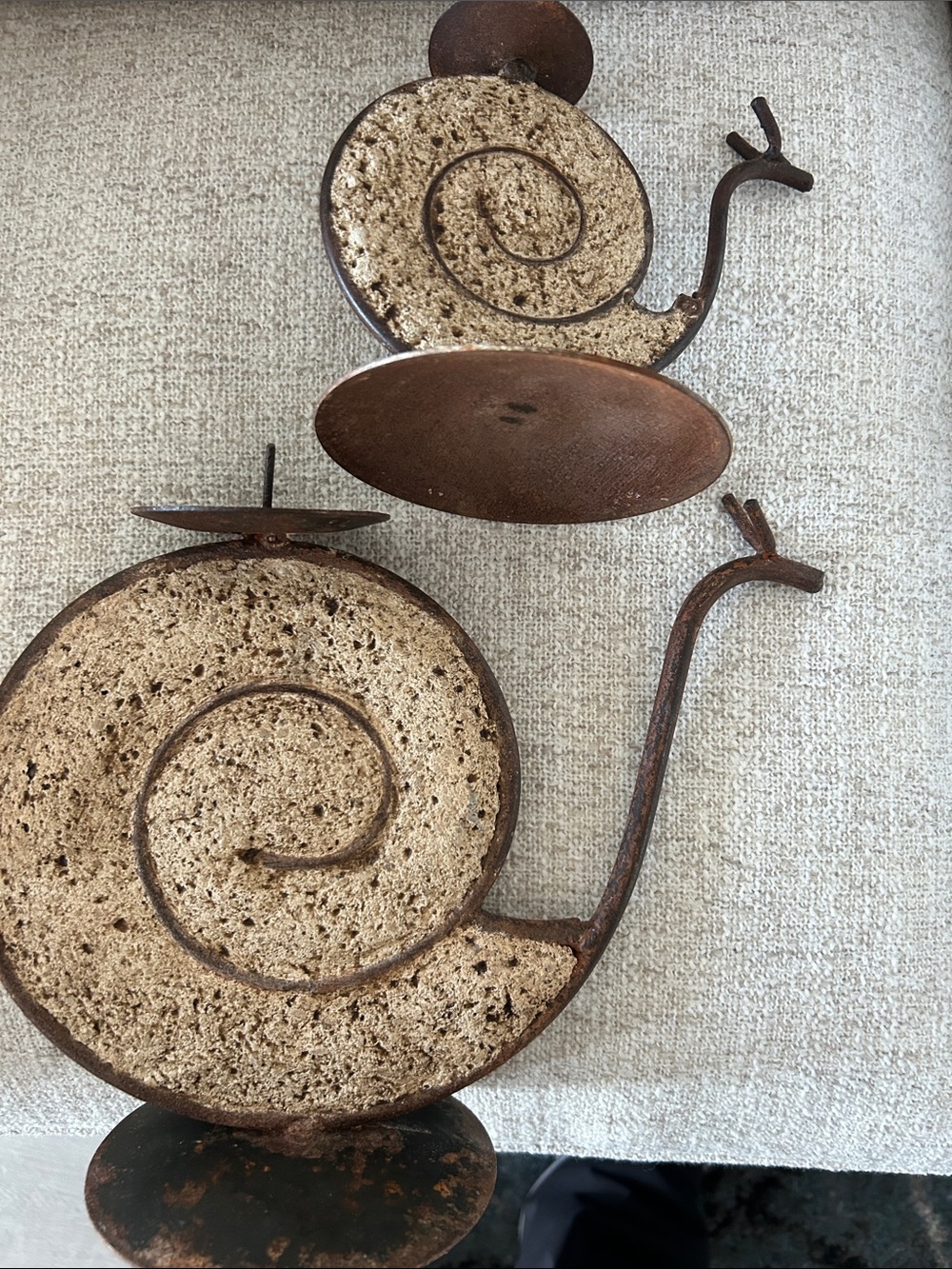 Rustic Brown Snail Candle Holders